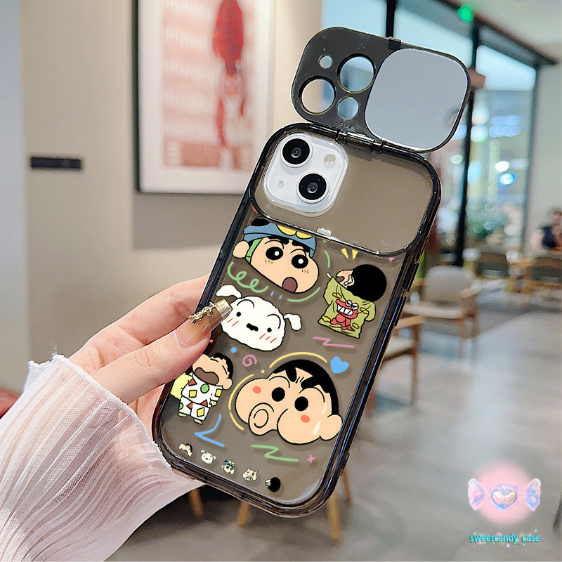 🎀จัดส่งในพื้นที่🎀 เคสกระจกแต่งหน้า เคสสำหรับไอโฟน การ์ตูนชินชาย FOR IPhone 16 15 14 13 7 8plus Pro Promax XR XS