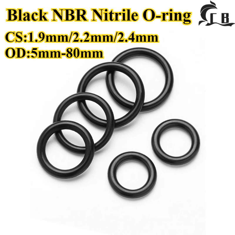 [CB-OXQ] โอริงไนไตร NBR สีดํา (CS1.9mm/2.2mm/2.4mm * OD5mm-80mm) แหวนปิดผนึก, ความต้านทานน้ํามัน, ทนต่ออุณหภูมิสูง, ปะเก็นสีดํากันน้ํา, ยางโอริง