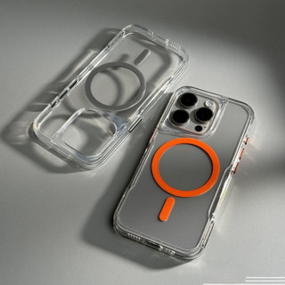 หนาอะคริลิคใสแม่เหล็กเคสแข็งสําหรับ ไอโฟน 11 12 13 14 15 16 มือโปร สูงสุด ปลอกสีขดลวดแม่เหล็กฝาครอบป้องกันสําหรับ ไอโฟน13 กรณี