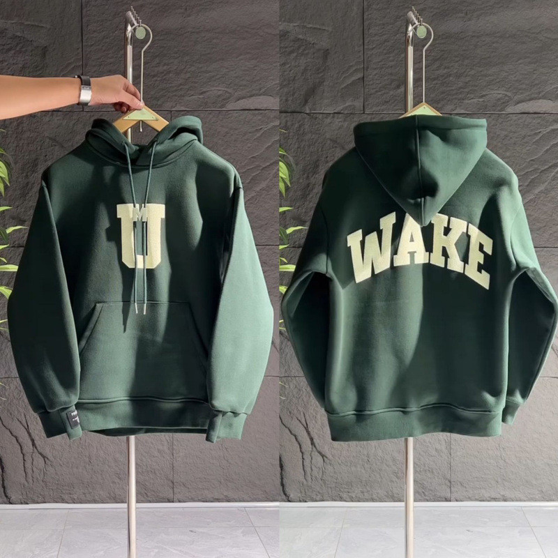 ใหม่ฤดูใบไม้ร่วงฤดูหนาว เสื้อสเวตเตอร์มีฮู้ดสไตล์อเมริกันสำหรับผู้ชาย ผ้าฟลีซใหม่ ทรงหลวม แขนยาว ตัวอักษรหลากหลาย สไตล์ลำลอง CQ4H