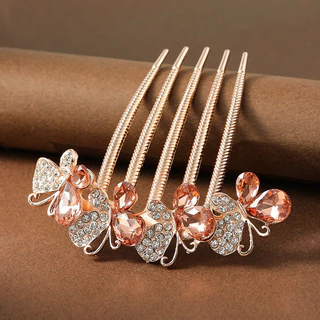 แฟชั ่ นเกาหลีโลหะเพทาย Hairpin Elegant Simple คลิปผม Curler ผม Bun อุปกรณ ์ เสริมผมสําหรับหญิงสาว