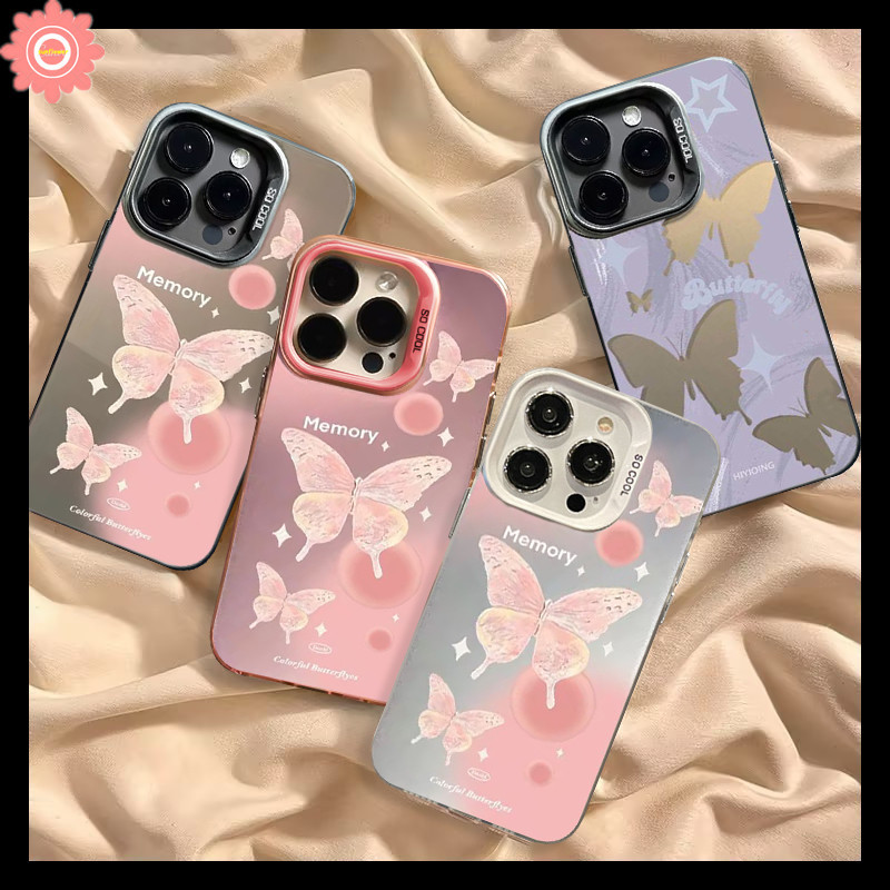 เคสโทรศัพท์มือถือโลหะ ลายผีเสื้อ สุดเท่ โรแมนติก สําหรับ Samsung A05 A15 A05s A23 A53 A24 A13 A12 A14 A04s A02s A50 A54 A03s A21s A30s A34 A52 A20s A31 A32 A20 A10s A50s A51 A11 A52s A03