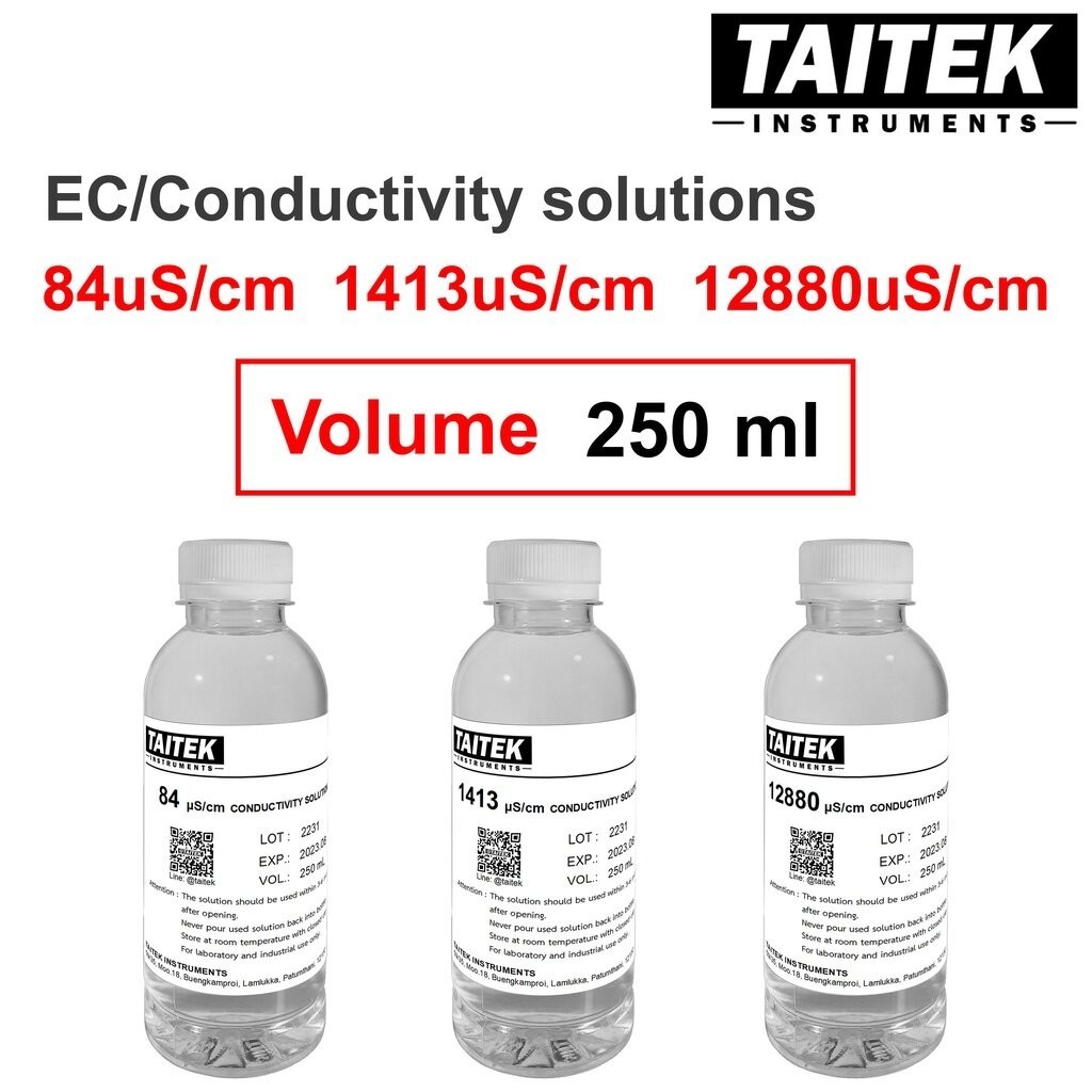 TAITEK Conductivity(EC) Solution 84 1413 12880 µS/cm Calibration Solutions for EC Meters (250 mL)