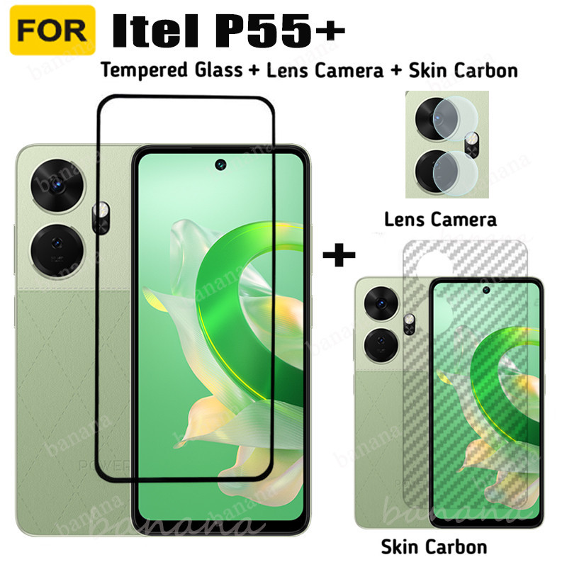 ฟิล์มกระจกนิรภัยกันรอยหน้าจอ และเลนส์กล้อง และฟิล์มด้านหลัง สําหรับ Itel P55+ Itel P55 Plus P55+ P55
