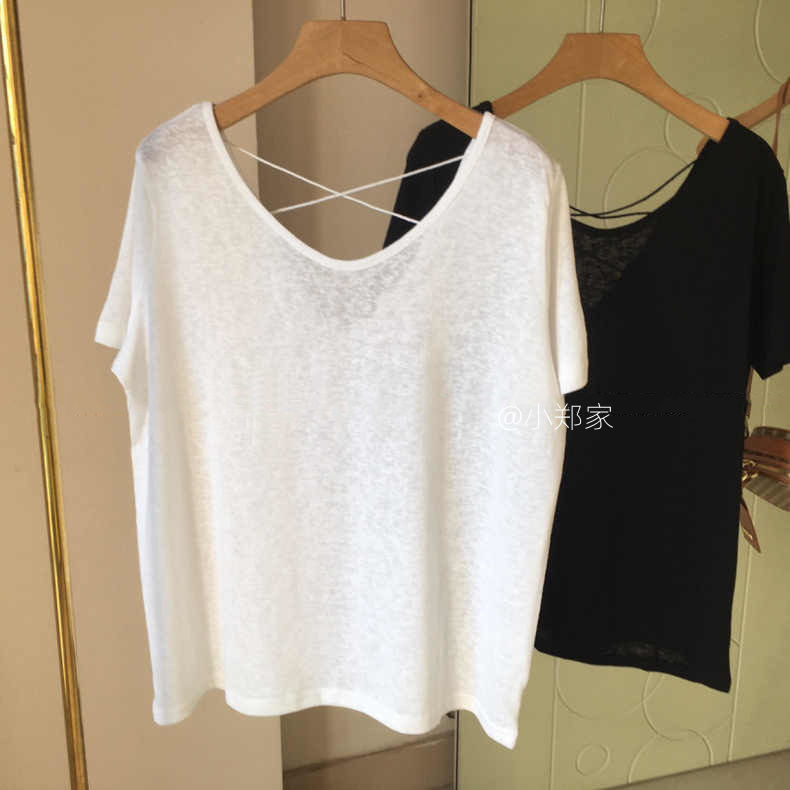 [Tshirt Oversize] เสื้อยืดแขนสั้น เปิดหลัง ผ้าฝ้าย ฉลุลาย พลัสไซซ์ แฟชั่นสไตล์เกาหลี สําหรับผู้หญิง (40-110 กก.)