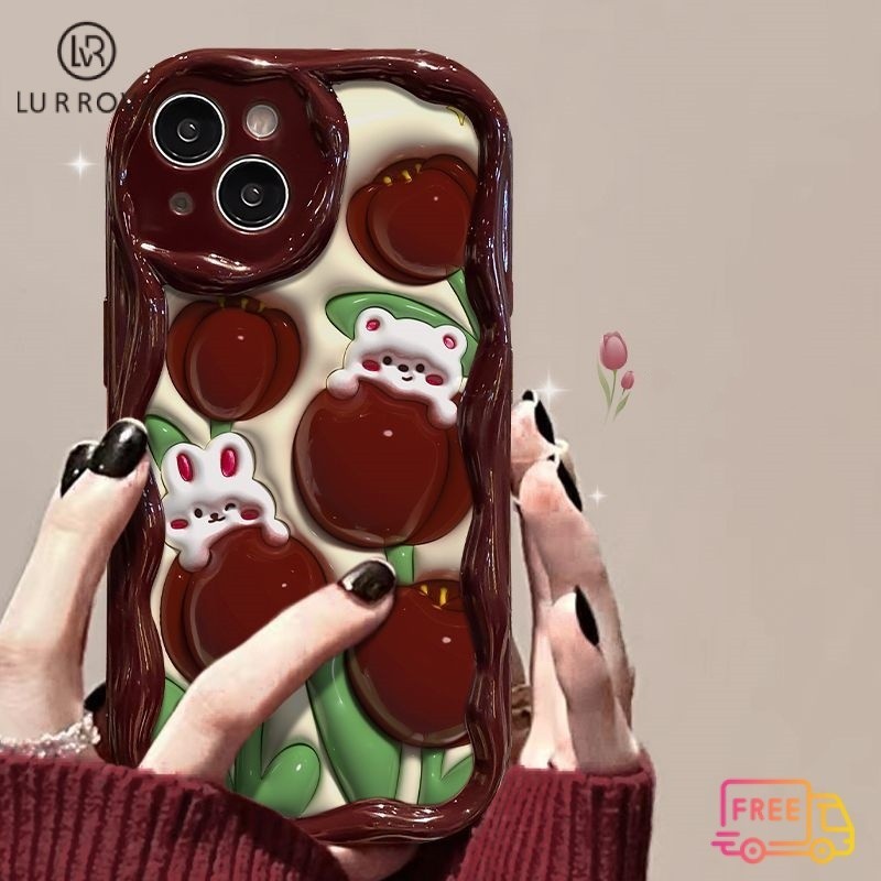 OPPO A3 Pro A80 A3X A79 5G A38 A18 A57 A58 A98 A78 A17K A55 A54 A16 A15 A77 A74 A93 A92 A12 A3S A5 A7 A5S A15S A31 A53 A76 กระต่ายน่ารักทิวลิปกันกระแทกกรณีโทรศัพท์ TPU