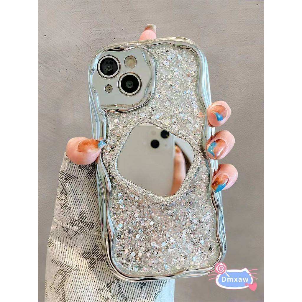 เคสโทรศัพท์มือถือกระจก ลายหัวใจ ประดับเพชร แวววาว สําหรับ OPPO A57 5G A77 5G A96 4G A76 A35 A15 A15S A55 A55S A56 5G A53S 5G A12E A3S A2 A1 Pro Edge