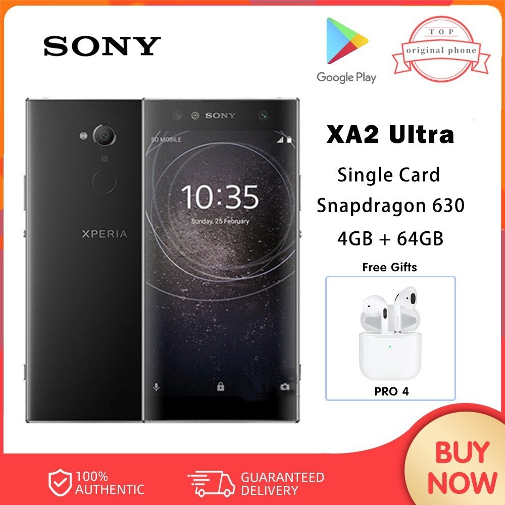Sony Xperia XA2 Ultra 4G LTE สมาร์ทโฟน Android Octa Core RAM 4GB ROM 64GB/32GB 6.0 กล้อง 23MP โทรศัพท์มือถือ ใช้ใหม่ 98% สมาร์ทโฟน ของขวัญ หูฟังบลูทูธ QTBQ