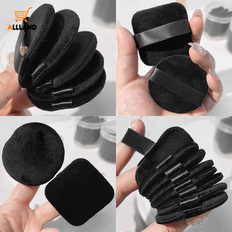 Fluffy Velvet Makeup Puff สีดําขนาดใหญ ่ สแควร ์ รอบหลวมแป ้ งฟองน ้ ําพัฟล ้ างทําความสะอาดได ้ น ้ ําหนักเบาเครื ่ องสําอางพัฟแต ่ งหน ้ าฟองน ้ ํา
