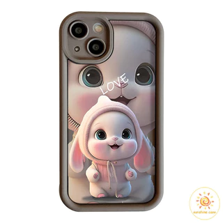 เคสโทรศัพท์ป้องกันเส้นขอบกระต่ายการ์ตูนน่ารัก ไอโฟน11 For iPhone12 13 14 15Pro MAX X XS XR 6 7 8Plus SE2020 เคสโทรศัพท์