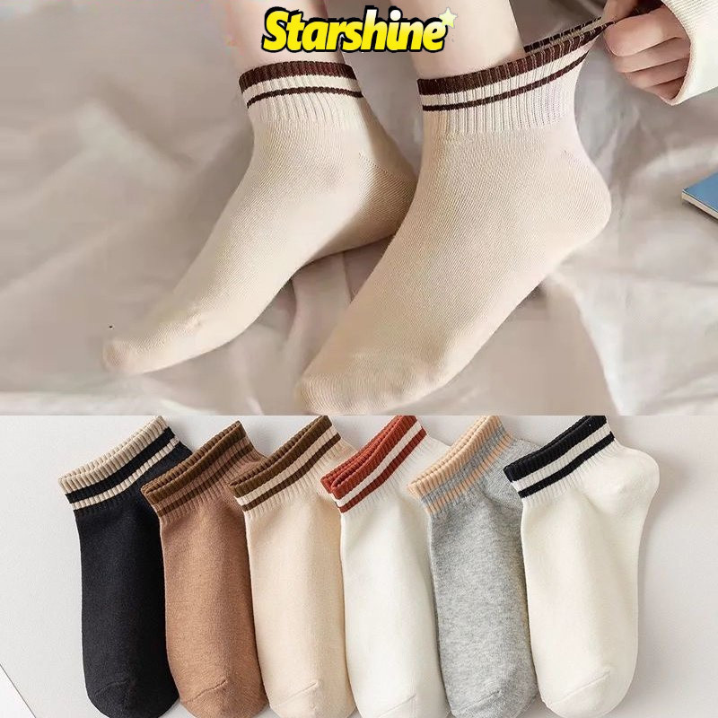 เกาหลี INS สไตล ์ สุ ่ มสีทึบลายถุงเท ้ าสั ้ น/ แฟชั ่ นลําลองอเนกประสงค ์ Breathable กีฬาถุงเท ้ าผ ้ าฝ ้ ายถุงเท ้ าข ้ อเท ้ า