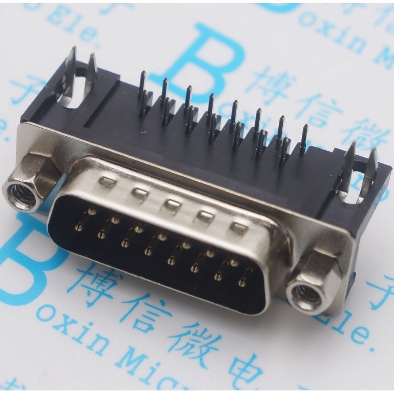 D DB15 คู ่ แถวชายหัวโค ้ ง Pin Board ประเภท DB15 ชายซ ็ อกเก ็ ตคู ่ แถว 15 Pin ประเภทบอร ์ ด Serial Port Plug