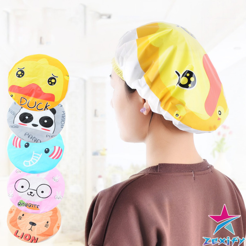 ZXF หมวกคลุมผมอาบน้ำ กันน้ำ ลายการ์ตูนน่ารัก   Shower Cap Kids