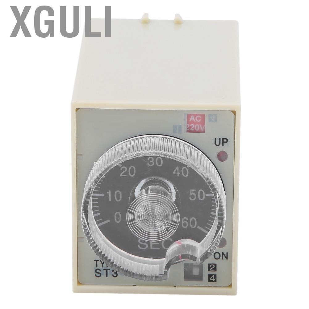 Xguli Delay Timer Time Relay Adjustable Knob PC Shell ST3PA E AC220V 50/60Hz