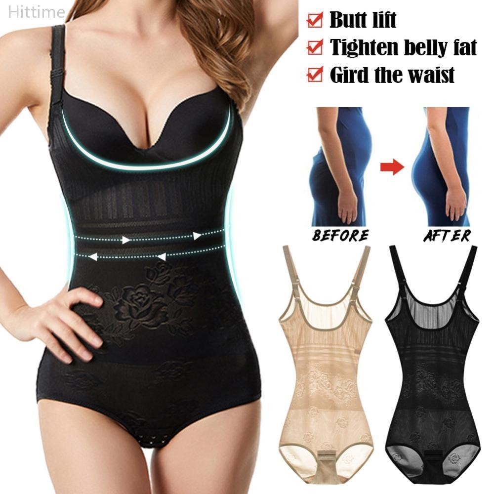 Hittime ผู ้ หญิงบอดี ้ สูทกระชับสัดส ่ วนรัดตัวหลังคลอด Shapewear Tummy Control Hip Butt Lifter เอวรัดตัว Body Shaper บางชุดชั ้ นใน Jumpsuit สําหรับสุภาพสตรี E2Y5