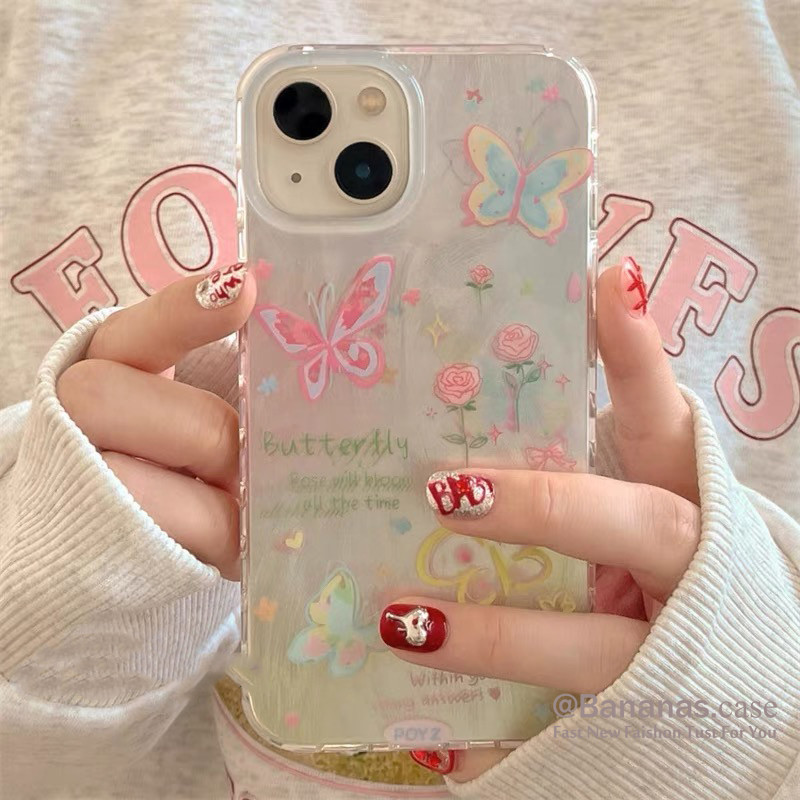 Iphone 15 14 13 12 11 Pro Max X Xr Xs Max 7 8 Plus SE2020 เคสโทรศัพท ์ Spring Paradise Butterfly Clear Soft Phone Cover