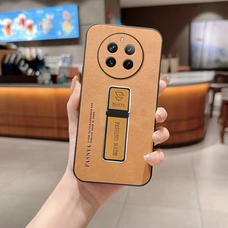 เคสโทรศัพท์สําหรับoppo Realme 12 Pro Plus Pro + 12 + 5G 12x 11pro 10 Pro Plus 9i Matte Slimปกหลังพร้อมขาตั้งผู้ถือหนังแกะหรูหราหนังเชลล์