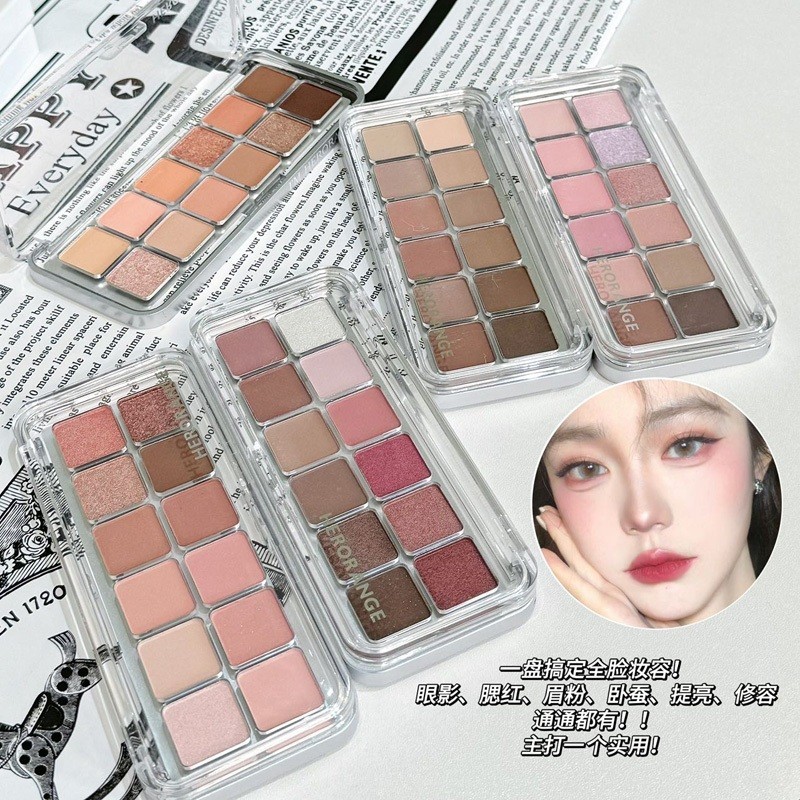 Herorange พาเลทอายแชโดว์สิบสองสี Pearlescent Brightening Earth Color Matte Highlighter อายแชโดว์ราคาไม่แพงแต่งหน้าขายส่ง