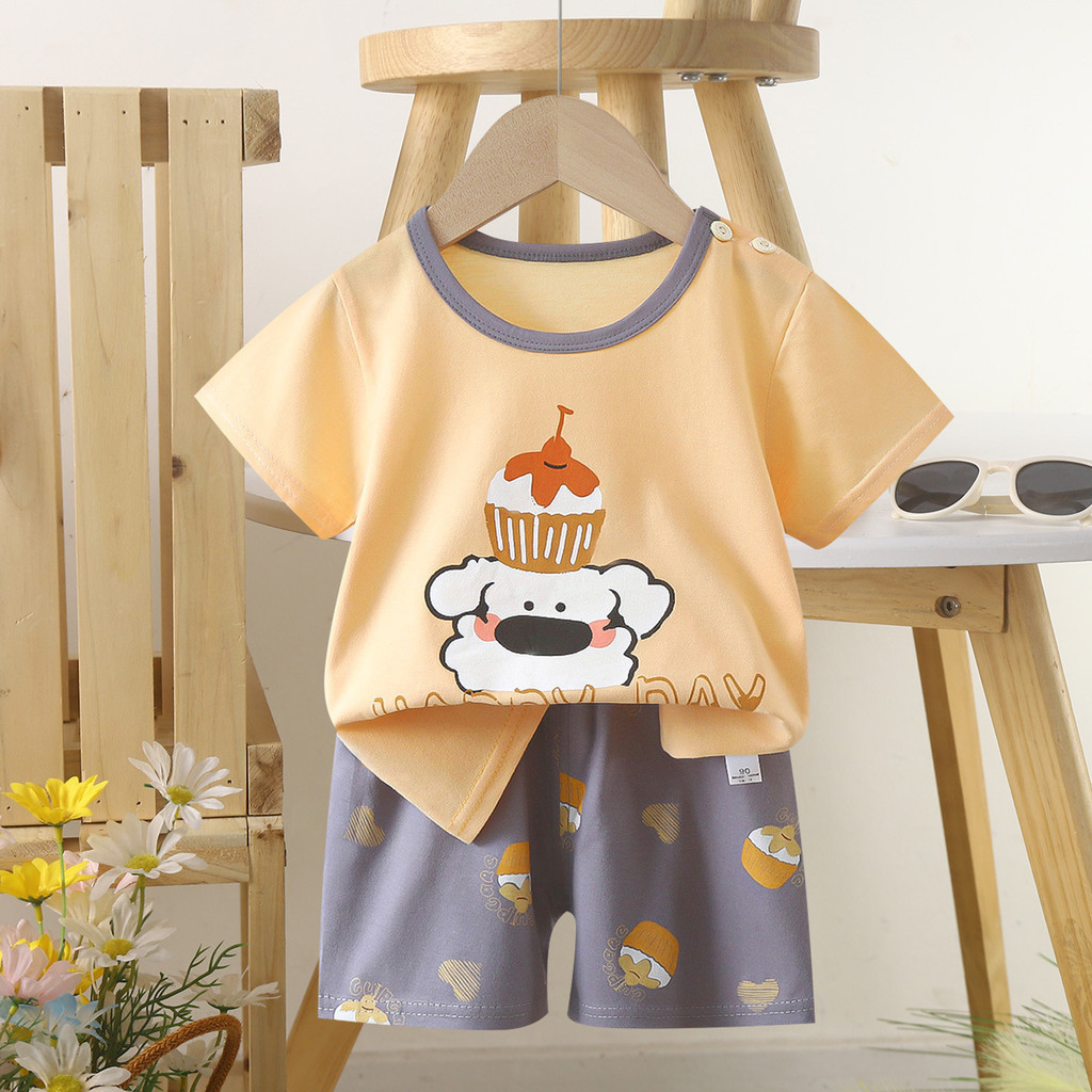 73-130เซนติเมตรฤดูร้อนเด็กน้ําหนักเบาเย็นแขนสั้นชุดชายหญิงเสื้อสวมหัวหลวมสบายๆ ชุดบ้าน พร้อมสต็อกจัดส่งที่รวดเร็ว - รูปที่ 5