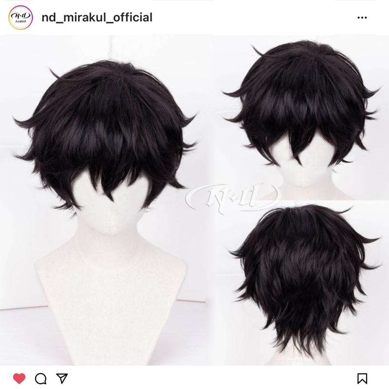 Amamiya Ren คอสเพลย ์ วิกผม P5 Persona 5 ผมสังเคราะห ์ ทนความร ้ อนสีดําสั ้ น