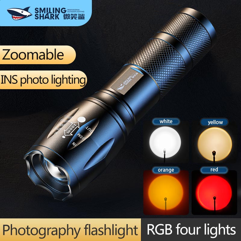 Smilingshark sd1003 LED flashlight RGB photography flashlight zoom white/yellow/blue/red/green/purpl