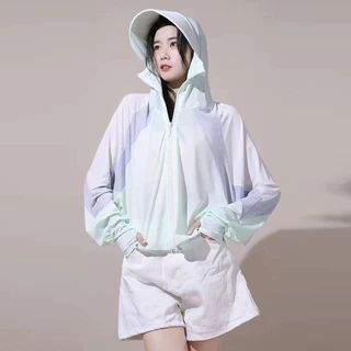 เสื้อกันแดดผู้หญิง ฤดูร้อน ป้องกันรังสี UV ผ้าคลุมไหล่ ไอซ์ไลน์ ระบายอากาศ แบบบางเบา สำหรับการขี่จักรยาน