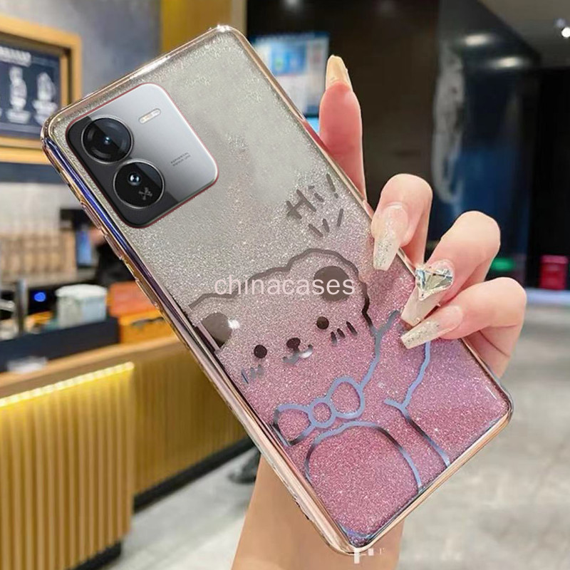 ปลอกสําหรับ Vivo IQOO Z9 Z8 X Z8X IQOOZ8 IQOOZ8X IQOOZ9 Z9X Z9 Turbo 5G Vivo Y78T โบว์ไล่โทนสีประกาย