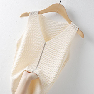 เสื ้ อกล ้ ามสตรียกทรงฤดูร ้ อนถักคอวี Slimmer Look Top