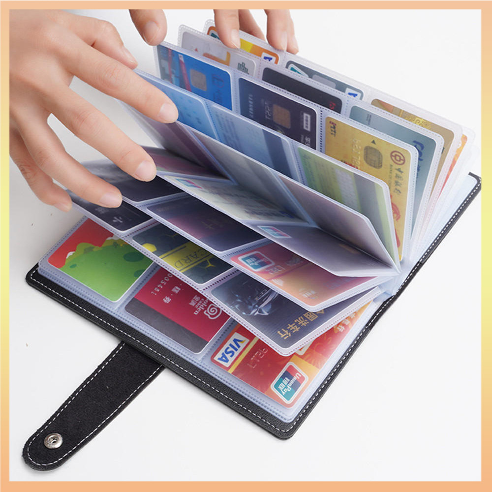 แบบพกพา PU หนังการ ์ ด ID ผู ้ ถือบัตรเครดิตกรณีหนังสือ Organizer นามบัตร ID คอนเทนเนอร ์ ผู ้ ถือบัตรเครดิตกรณีกระเป ๋ าสตางค ์