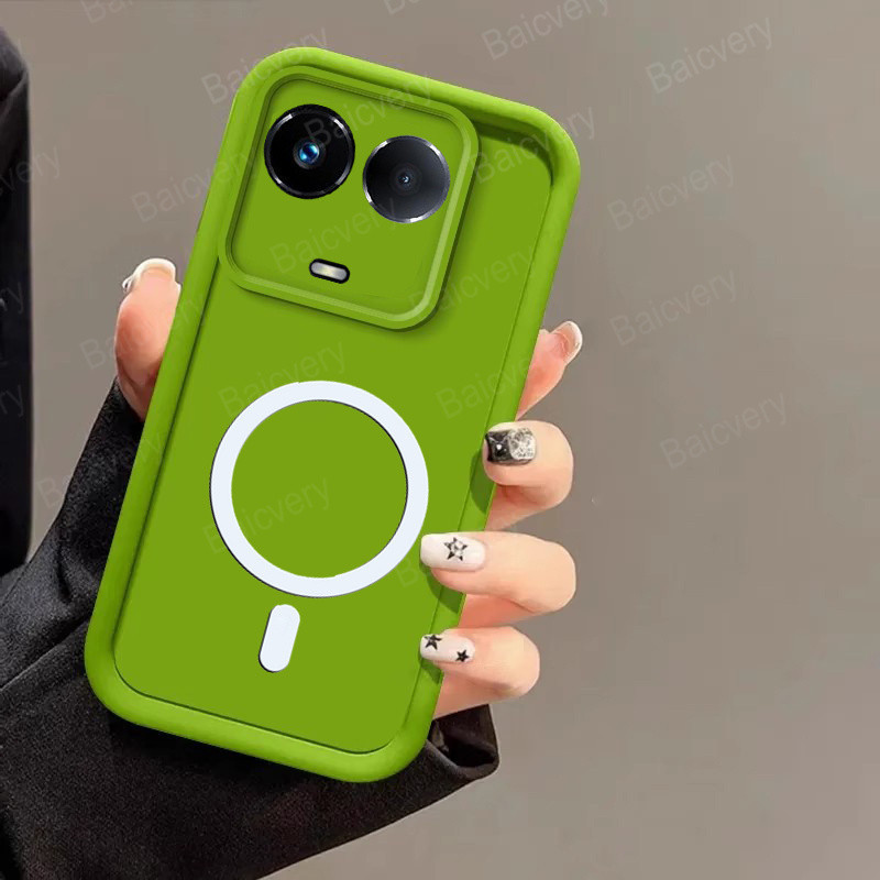 Realme 11X 5G / 11 5G / Narzo 60X / C67 5G / V50S เคสซิลิโคน TPU สีสันสดใสกันกระแทกเคสป้องกันรองรับการชาร์จไร้สายแบบแม่เหล็ก