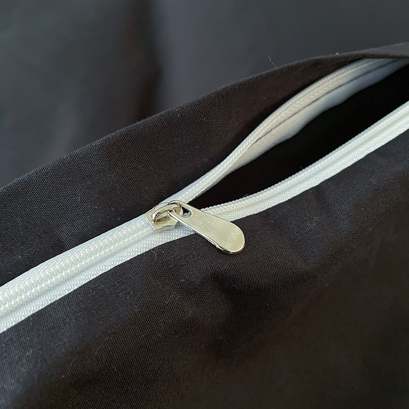 1 PC Pure Black Quilt Cover Simple Style Brushed Quilt Case Single Double Queen King Size ผ้าห่ม Cover - รูปที่ 4