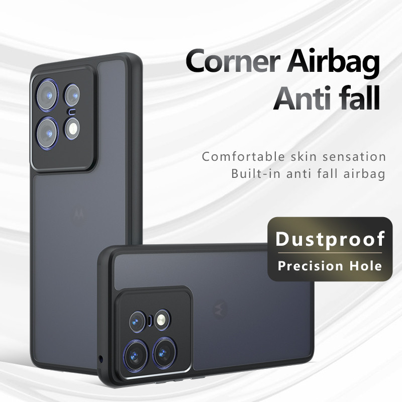 สําหรับ Motorola Moto Edge 50 Pro กรณี ELVEV กันกระแทก Frosted ผิวรู้สึก Matte PC + TPU ป้องกันลายนิ้วมือฝาครอบโปร่งใส