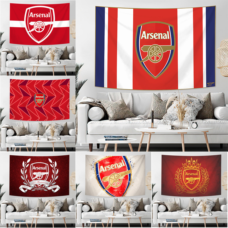 Arsenal Football Club โลโก ้ ผนังพรมโพลีเอสเตอร ์ พร ้ อมคลิปแขวนผนัง Tapestry ตกแต ่ งบ ้ านของขวัญ