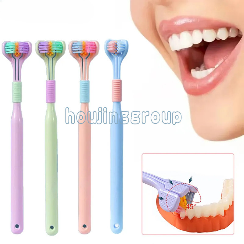 แปรงสีฟันผมนุ ่ มสามด ้ านแปรงสีฟันผู ้ ใหญ ่ Ultra Fine Soft Bristle Oral Care ความปลอดภัยแปรงฟันเพื ่ อสุขภาพช ่ องปาก