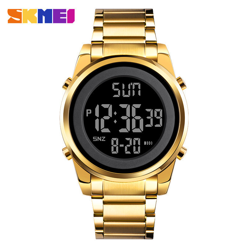 Skmei 1611 หรูหรานาฬิกาดิจิตอลสําหรับชายกีฬานับถอยหลังกันน ้ ํานาฬิกาข ้ อมืออิเล ็ กทรอนิกส ์ Mens นาฬิกาจับเวลา 2004 reloj hombre