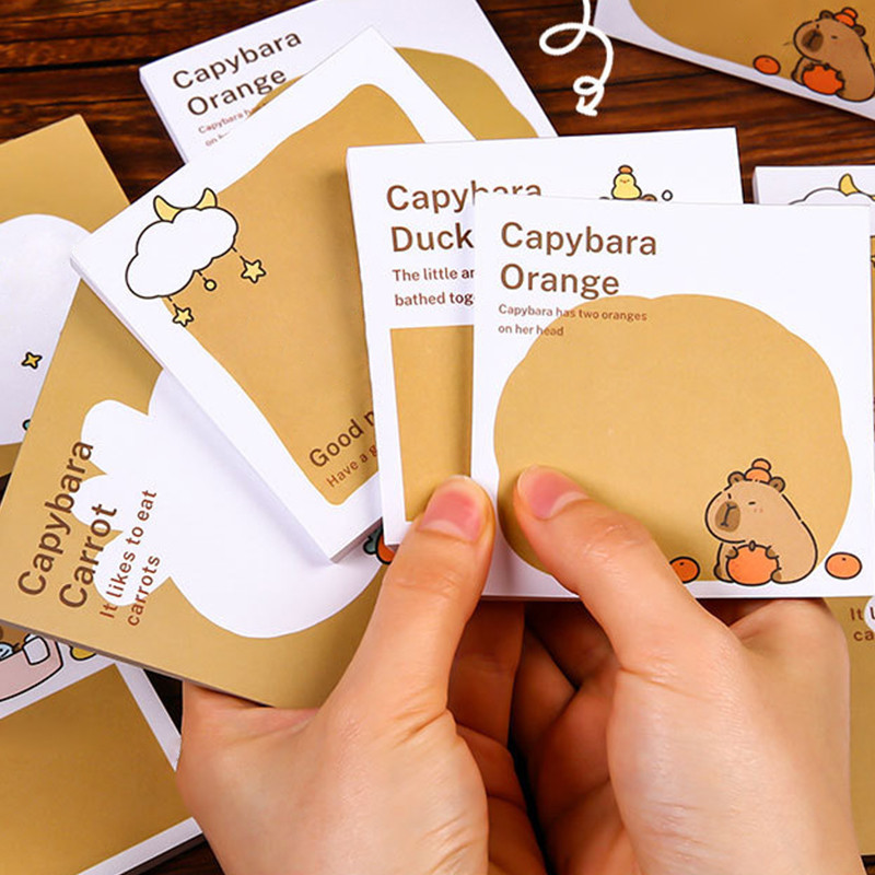 50 แผ ่ นน ่ ารักการ ์ ตูน Capybara Series Sticky Notes สํานักงานโรงเรียนแบบพกพา Maillard สีหมายเหตุกระดาษ Memo Pad
