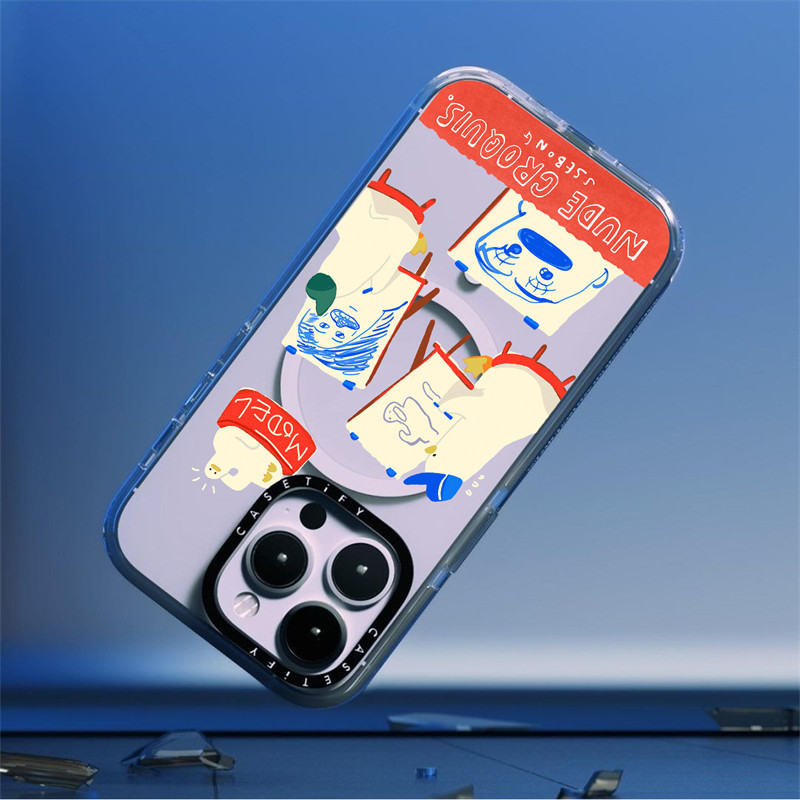Casetify X NUDE CROQUIS แม ่ เหล ็ กดูดอะคริลิคใสด ้ านหลัง TPU Edge กรณี Sideband ตัวอักษรเคสโทรศัพท ์ Impact สําหรับ Apple IPhone 13 14 15 Pro Max