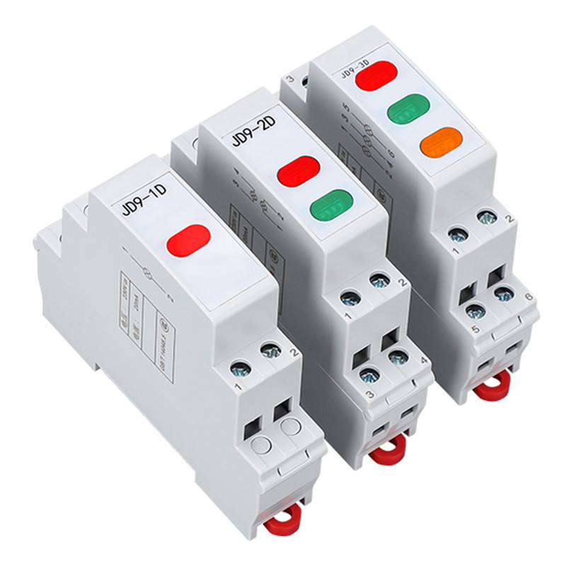 ประเภทราง DIN ไฟแสดงสถานะไฟสัญญาณ LED 220V 24V กล่องกระจายบางสไตล์1P ไฟเตือนสีแดงสีเขียว DISPLAY