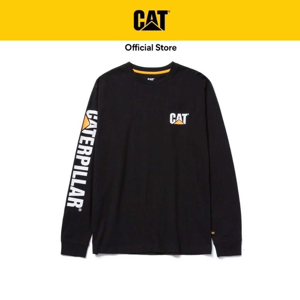 เสื้อยืดแขนยาวผู้ชาย Caterpillar Trademark Banner - สีดํา (1510034-016)