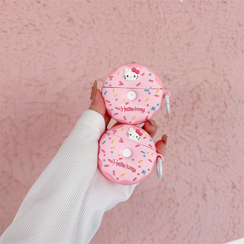 (AirPods4 Case)doughnut Hello Kitty Case สําหรับ AirPods4(2024)1/2/3/Pro/Pro2 เคสซิลิโคนอ่อนนุ่มพร้อมคาราบิเนอร์ ราคา ถูกที่สุด ดีลบีเคเค แกลเลอรีภาพที่ 6