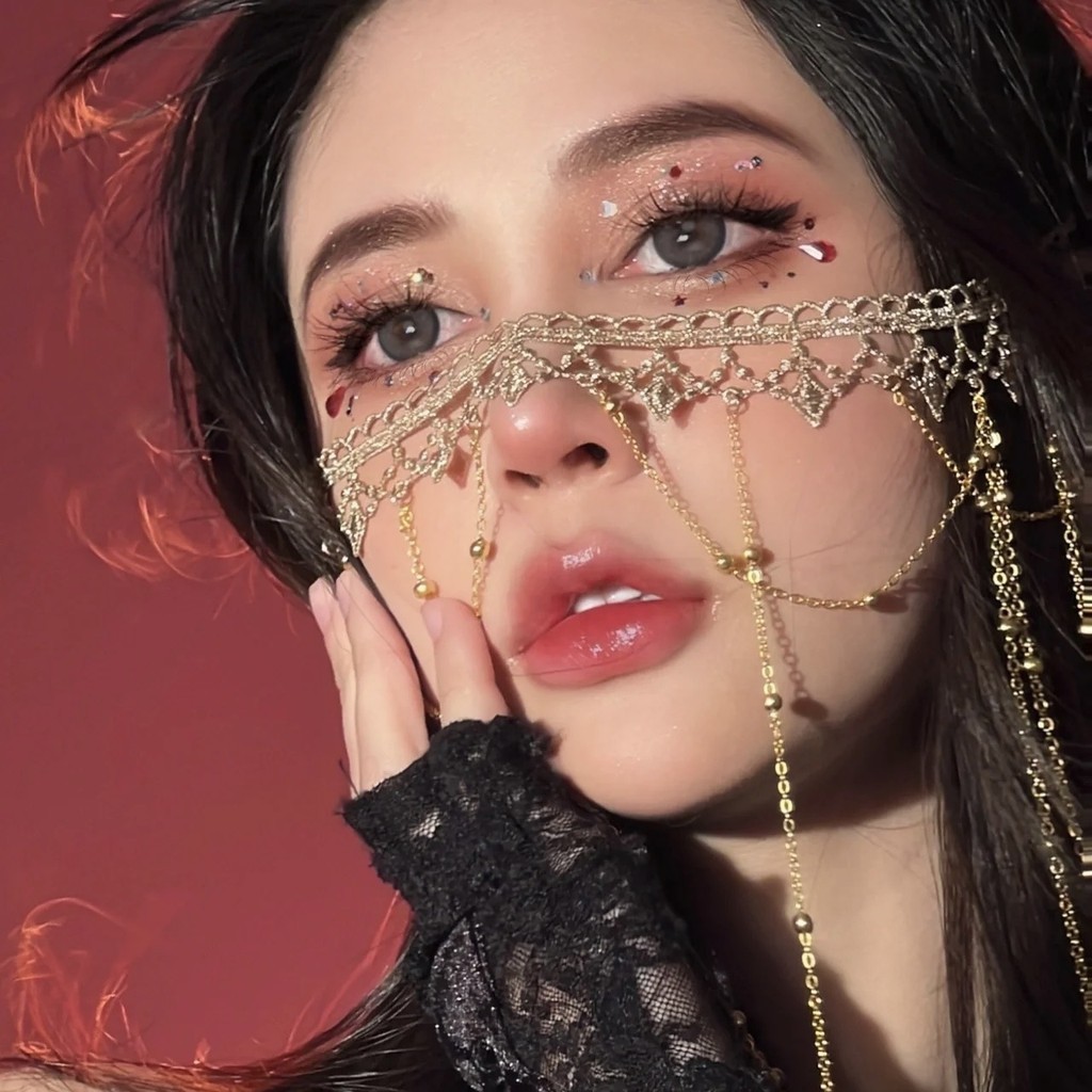 Minority สไตล ์ ทองลูกไม ้ พู ่ Face ครอบคลุม Veil สําหรับผู ้ หญิง Western Region Dancer อุปกรณ ์ เสริม