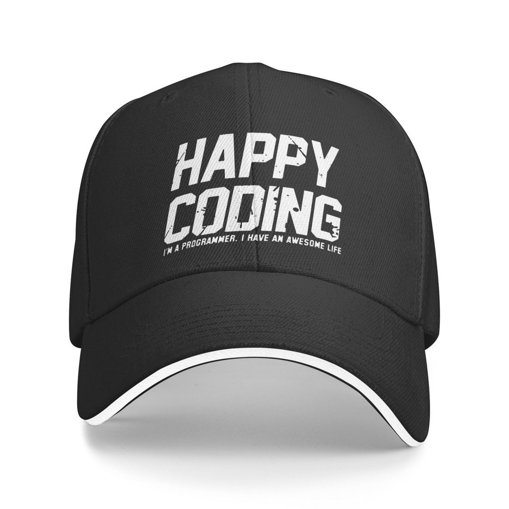 หมวกเบสบอลดีไซน ์ แบบกําหนดเองของ Happy Coding
