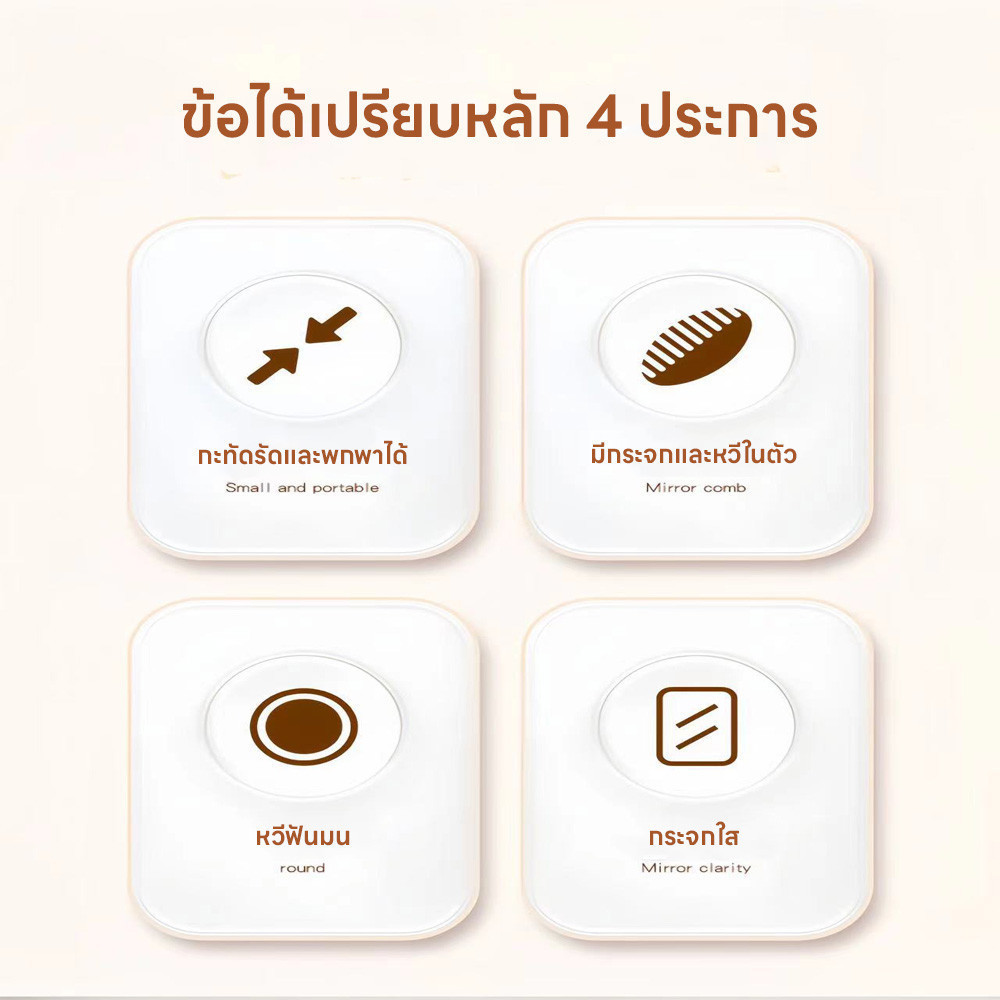 หวีกระจก หวี 2 In 1 หวีน่ารัก หวีกระจกพกพา ขนาดกะทัดรัดพับได้ พกพาสะดวก All in one หวีติดตัวการ์ตูน หวีพร้อมกระจกในตัว - รูปที่ 3