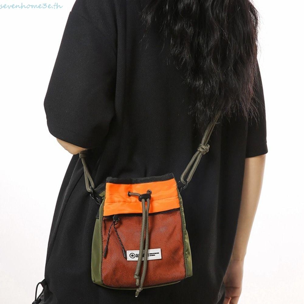 Sevenhome3e Drawstring Crossbody Bag, Nylon Pleated Men Messenger Bag, Versatile Square Korean Style Lightweight Mini HandBag Kids