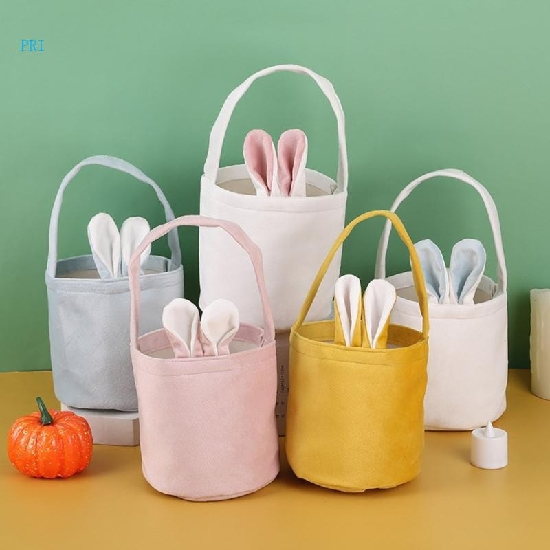 Pri Easter Bag Cloth Candy Bags for Easter Party Candy Bag Goodie Giveaways Bunny Rabbit-Ear Tote Bag