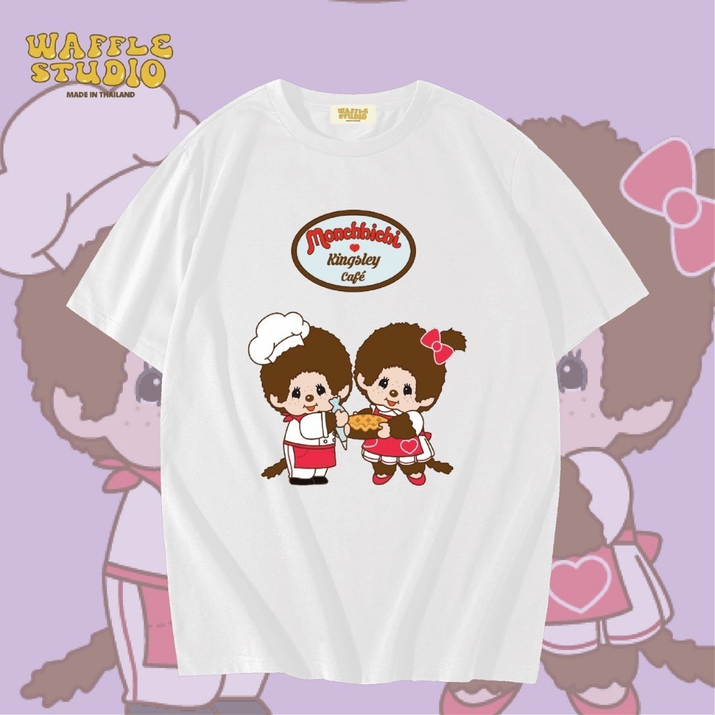 WS0229 เสื้อยืดโอเวอร์ไซส์ เสื้อยืดเกาหลี ผ้าคอตตอน100% เสื้อยืด มอนชิชิ Monchichi WAFFLE STUDIO S-5
