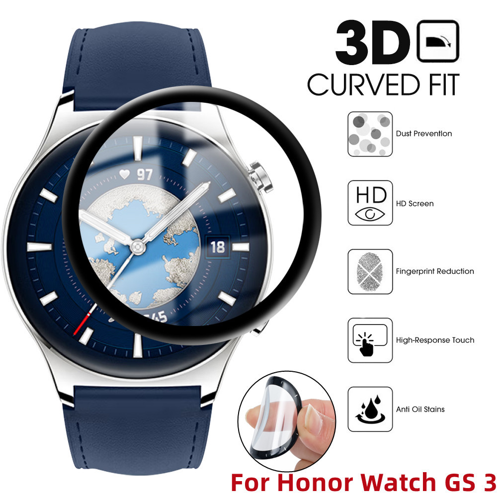 Honor Watch4 GS4 GS3 WatchGS3 WatchGS4 900D HD Black Edge ฟิล์มกระจกนิรภัยสําหรับ Honor Watch GS 4 3 3i Pro ES Magic Watch 2 46 มม.ป้องกันการระเบิดนาฬิกากันชนป้องกันหน้าจอ