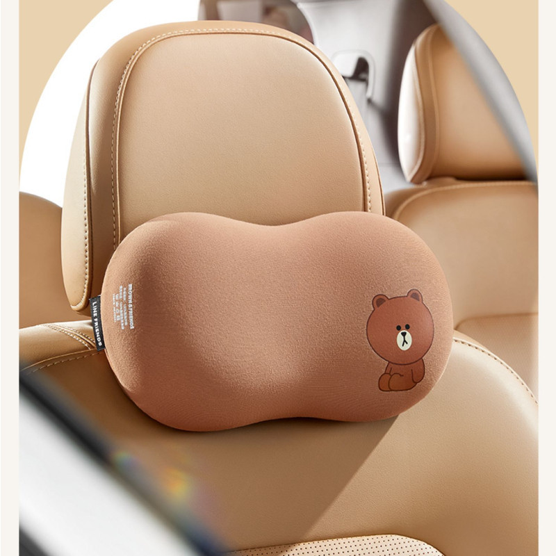 ✨พร้อมส่ง✨Line FRIENDS รถ Headrest การ ์ ตูนคอหมอนยืดหยุ ่ นสูงหมอนรองคอน ่ ารักหมอนรองคอรถหน ่ วยความจําโฟมหมอนรองคอ