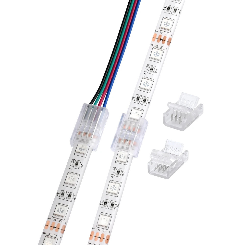 4pin RGB เทปไฟสําหรับ IP20 IP65 5050 3528 10 มม.LED Strip Light to Wire Connectors Fixing Clamp Quick Connection