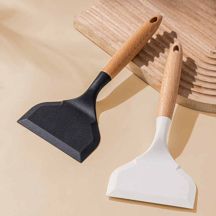HERA ขยายทามาโกะยากิตะหลิวซิลิโคนปลาตะหลิวทอดด้ามจับไม้เครื่องครัว  Tamagoyaki Silicone Turner